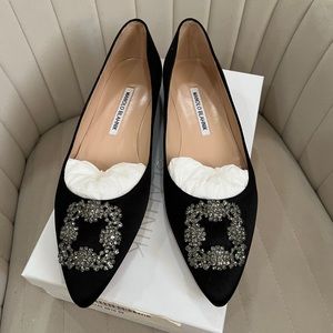 COPY - Manolo Blahnik Hangisi Black Flat